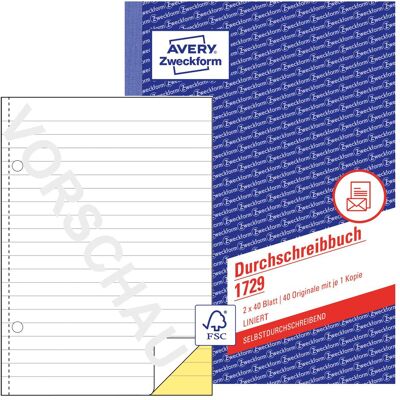 Avery Bulletin de versement, Cahier autocopiant (40x) - Publicité Avery Bulletin de versement, Cahier autocopiant (40x) - Publicité