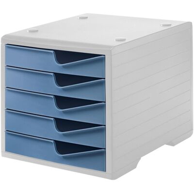 Styro, Archivage + classement, Boîte à tiroirs styroswingbox bleu taupe DIN C4 avec 5 tiroirs (C4) - Publicité Styro, Archivage + classement, Boîte à tiroirs styroswingbox bleu taupe DIN C4 avec 5 tiroirs (C4) - Publicité