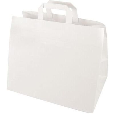 Papstar, Emballage cadeau, Sac en papier, 320 x 170 x 270 mm, blanc, en papier kraft, 70 g/qm, capacité de charge : 5 kg, avec - Publicité Papstar, Emballage cadeau, Sac en papier, 320 x 170 x 270 mm, blanc, en papier kraft, 70 g/qm, capacité de charge : 5 kg, avec - Publicité