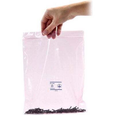 Safeguard, Matériaux d'emballage, Sacs ESD, roses, dissipatifs, fermeture à glissière, 90 µm, 254 x 305 mm, 100 pièces (100 pcs) - Publicité Safeguard, Matériaux d'emballage, Sacs ESD, roses, dissipatifs, fermeture à glissière, 90 µm, 254 x 305 mm, 100 pièces (100 pcs) - Publicité