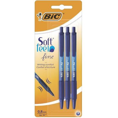 Bic, Stylo, Soft Feel Kugelschreiber blau 3 Stück (3x) - Publicité Bic, Stylo, Soft Feel Kugelschreiber blau 3 Stück (3x) - Publicité
