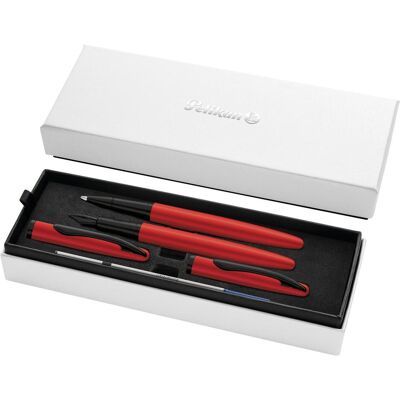 Pelikan Stylo, Set Stylo Plume & Roller Jazz Noble Elegance, Rouge (2x) - Publicité Pelikan Stylo, Set Stylo Plume & Roller Jazz Noble Elegance, Rouge (2x) - Publicité