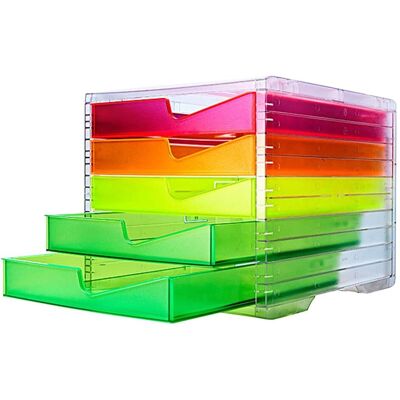 Organisateur de tiroirs styro - 5 tiroirs multicolores DIN C4 - Publicité Organisateur de tiroirs styro - 5 tiroirs multicolores DIN C4 - Publicité