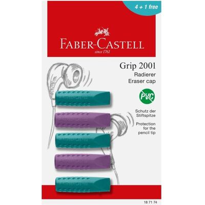 Faber-Castell, Gomme + correcteur, Radierer eraser cap Grip 2001 5x BK - Publicité Faber-Castell, Gomme + correcteur, Radierer eraser cap Grip 2001 5x BK - Publicité
