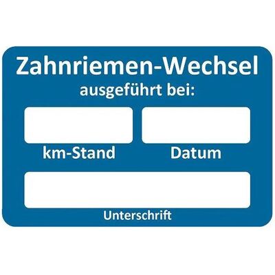 Eichner, Étiquettes, Aufkleber Zahnriemen-Wechsel ausgeführt bei, blau/weiss, 250 St. Publicité Eichner, Étiquettes, Aufkleber Zahnriemen-Wechsel ausgeführt bei, blau/weiss, 250 St. Publicité