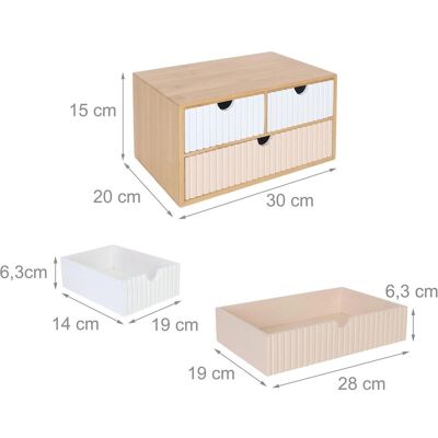 Relaxdays, Archivage + classement, - Schubladenbox Bambus geriffelt, Hellbraun/ Weiss/ Rosa, 15 x 30 x 20 cm - Publicité Relaxdays, Archivage + classement, - Schubladenbox Bambus geriffelt, Hellbraun/ Weiss/ Rosa, 15 x 30 x 20 cm - Publicité