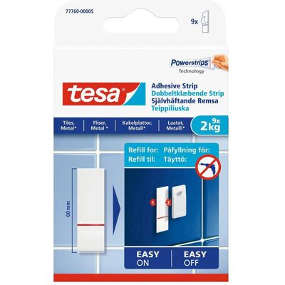 tesa, Crochet adhésif + clou adhésif, Recharge Powerstrips 2kg Tiles - Publicité tesa, Crochet adhésif + clou adhésif, Recharge Powerstrips 2kg Tiles - Publicité