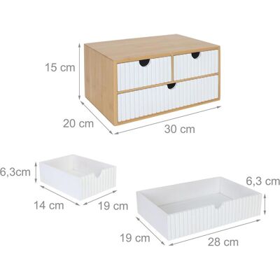 Relaxdays, Archivage + classement, - Schubladenbox Bambus geriffelt, Hellbraun/Weiss, 15 x 30 x 20 cm - Publicité Relaxdays, Archivage + classement, - Schubladenbox Bambus geriffelt, Hellbraun/Weiss, 15 x 30 x 20 cm - Publicité