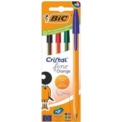 Bic, Stylo, Orange Fine Cristal Stift 4er-Mix (4x) - Publicité Bic, Stylo, Orange Fine Cristal Stift 4er-Mix (4x) - Publicité