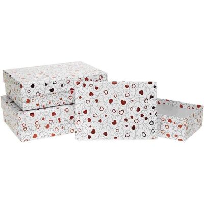 Teka, Emballage cadeau, Geschenkbox mit 3 Rosettenherzen (3x) - Publicité Teka, Emballage cadeau, Geschenkbox mit 3 Rosettenherzen (3x) - Publicité