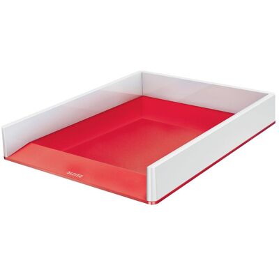 Leitz, Archivage + classement, Corbeille à courrier WOW A4 blanc/rouge (A4) - Publicité Leitz, Archivage + classement, Corbeille à courrier WOW A4 blanc/rouge (A4) - Publicité