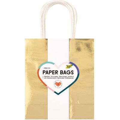 Folia, Emballage cadeau, Papiertüten M GOLD GLÄNZEND, aus 110g/m² Kraftp. (7x) - Publicité Folia, Emballage cadeau, Papiertüten M GOLD GLÄNZEND, aus 110g/m² Kraftp. (7x) - Publicité