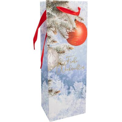 Idena, Emballage cadeau, Sac à bouteilles Noël blanc multicolore 12x9x36cm - Publicité Idena, Emballage cadeau, Sac à bouteilles Noël blanc multicolore 12x9x36cm - Publicité