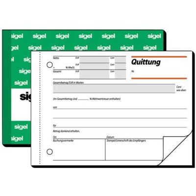 Sigel, Bulletin de versement, Bloc de quittances DIN A6 horizontal non autocopiant 2 copies 2x50 f. Publicité Sigel, Bulletin de versement, Bloc de quittances DIN A6 horizontal non autocopiant 2 copies 2x50 f. Publicité
