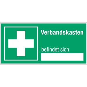 Brady, Signalisation de sécurité, STD 444-100X200-B7527, Panneaux de signalisation avec espace libre - la trousse de secours est - Publicité Brady, Signalisation de sécurité, STD 444-100X200-B7527, Panneaux de signalisation avec espace libre - la trousse de secours est - Publicité