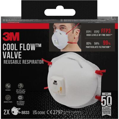 3M Masque de protection respiratoire, Maske Dämmstoff (FFP3, 2x) - Publicité 3M Masque de protection respiratoire, Maske Dämmstoff (FFP3, 2x) - Publicité