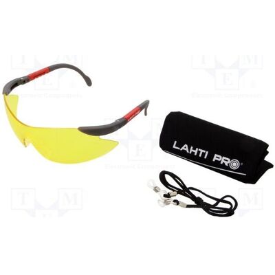 Lahti Pro, Lunettes de sécurité + protection visage, Lunettes de protection jaunes avec filtre UV F1 (46039) - Publicité Lahti Pro, Lunettes de sécurité + protection visage, Lunettes de protection jaunes avec filtre UV F1 (46039) - Publicité