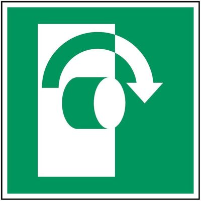 Brady, Signalisation de sécurité, Étiquette de sécurité ISO - Tournez dans le sens des aiguilles d'une montre pour l'ouvrir - Publicité Brady, Signalisation de sécurité, Étiquette de sécurité ISO - Tournez dans le sens des aiguilles d'une montre pour l'ouvrir - Publicité
