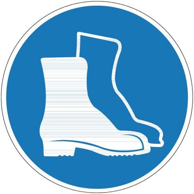 BRW, Signalisation de sécurité, Panneau d'obligation Protection obligatoires des pieds - Ø 10 cm - Publicité BRW, Signalisation de sécurité, Panneau d'obligation Protection obligatoires des pieds - Ø 10 cm - Publicité