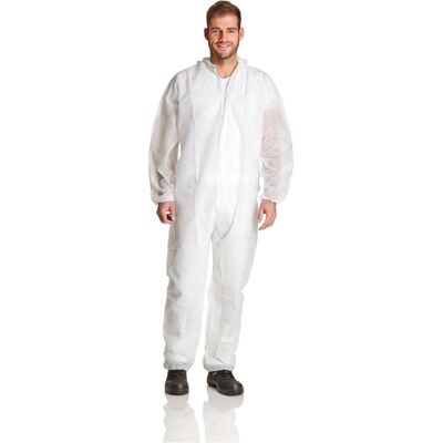 Top Swede, Combinaison de protection + bleu de travail, Combinaison PP, capuche, élastiques aux bras, aux jambes et à la taille, 40 gr/m2, blanc, CE CAT.I, (40) - Publicité Top Swede, Combinaison de protection + bleu de travail, Combinaison PP, capuche, élastiques aux bras, aux jambes et à la taille, 40 gr/m2, blanc, CE CAT.I, (40) - Publicité