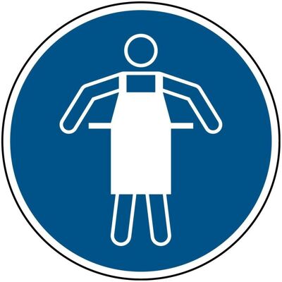Brady, Signalisation de sécurité, Bouclier de sécurité ISO - Porter un tablier de protection - Publicité Brady, Signalisation de sécurité, Bouclier de sécurité ISO - Porter un tablier de protection - Publicité