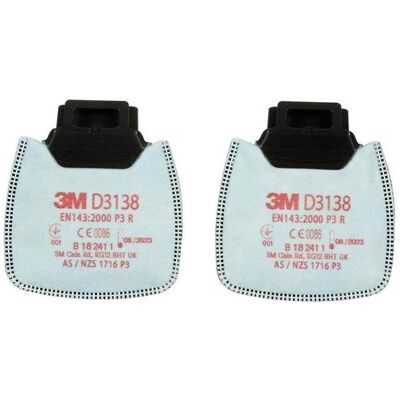 3M Masque de protection respiratoire, Filtre à particules rond D3138 EN143:2000/A1:2006 P3R adapté à la série Secure Click (P3 R, 2x) - Publicité 3M Masque de protection respiratoire, Filtre à particules rond D3138 EN143:2000/A1:2006 P3R adapté à la série Secure Click (P3 R, 2x) - Publicité