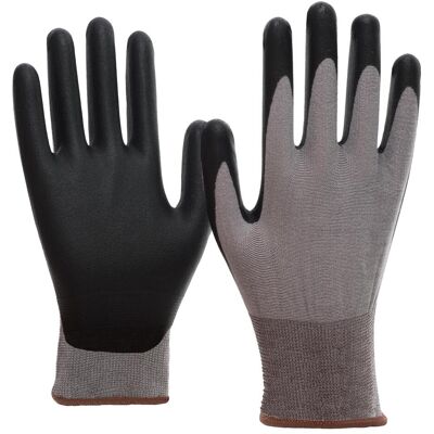 Nitras, Gants de protection, SKIN CLEAN, gants tricotés, tricot stretch spécial, gris, revêtement PPU, noir (coleur) (10) - Publicité Nitras, Gants de protection, SKIN CLEAN, gants tricotés, tricot stretch spécial, gris, revêtement PPU, noir (coleur) (10) - Publicité