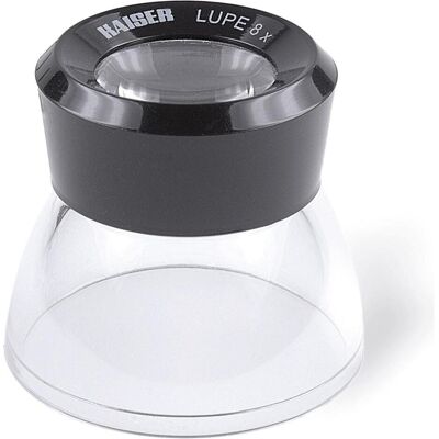 Kaiser Fototechnik, Loupe, Loupe sur pied 8x - Publicité Kaiser Fototechnik, Loupe, Loupe sur pied 8x - Publicité