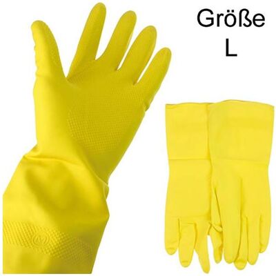Magni, Gants de protection, Gants de ménage - en caoutchouc naturel - intérieur floqué - jaune - taille L (L) - Publicité Magni, Gants de protection, Gants de ménage - en caoutchouc naturel - intérieur floqué - jaune - taille L (L) - Publicité