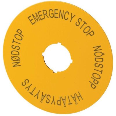Eaton, Signalisation de sécurité, Panneau, ARRÊT D'URGENCE, D = 90 mm, jaune, EN, 121088 - Publicité Eaton, Signalisation de sécurité, Panneau, ARRÊT D'URGENCE, D = 90 mm, jaune, EN, 121088 - Publicité