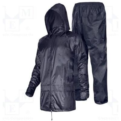 Lahti Pro, Veste de travail, Ensemble imperméable, taille XL, bleu marine, avec capuche. Composition : veste, pantalon (XL) - Publicité Lahti Pro, Veste de travail, Ensemble imperméable, taille XL, bleu marine, avec capuche. Composition : veste, pantalon (XL) - Publicité