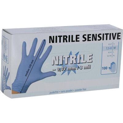 Kerbl, Gants de protection, Nitrile Sensitive taille M bleu, mains jetables 100pcs, non poudré (M) - Publicité Kerbl, Gants de protection, Nitrile Sensitive taille M bleu, mains jetables 100pcs, non poudré (M) - Publicité
