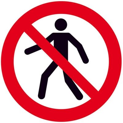 BRW, Signalisation de sécurité, Panneau d'interdiction interdit aux piétons - Ø 10 cm - Publicité BRW, Signalisation de sécurité, Panneau d'interdiction interdit aux piétons - Ø 10 cm - Publicité
