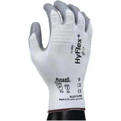 Ansell, Gants de protection, Gants HyFlex 11-800 taille 10 blanc/gris EN 388 EPI catégorie II (10) - Publicité Ansell, Gants de protection, Gants HyFlex 11-800 taille 10 blanc/gris EN 388 EPI catégorie II (10) - Publicité