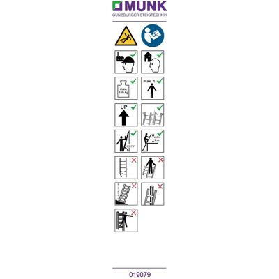 Günzburger Steigtechnik MUNK Autocollants pour Échelle à Plus de 3m - ladder - Publicité Günzburger Steigtechnik MUNK Autocollants pour Échelle à Plus de 3m - ladder - Publicité