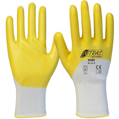 Gants de travail Nitras - Taille 10 - Blanc/Jaune - EN 388 - Publicité Gants de travail Nitras - Taille 10 - Blanc/Jaune - EN 388 - Publicité
