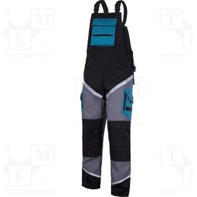 Lahti Pro, Pantalon de travail, Salopette, taille L, noir-gris-turquoise avec bandes réfléchissantes, 270 g/m² (L) - Publicité Lahti Pro, Pantalon de travail, Salopette, taille L, noir-gris-turquoise avec bandes réfléchissantes, 270 g/m² (L) - Publicité
