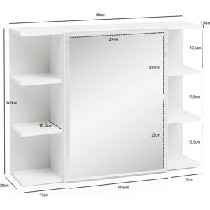 Armoire Murale Blanche Wohnling 80x64,5x20cm Miroir Étagère Moderne Salle de Bain - Publicité Armoire Murale Blanche Wohnling 80x64,5x20cm Miroir Étagère Moderne Salle de Bain - Publicité