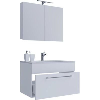 Ensemble de Meubles de Salle de Bain VCM Blanc 60cm - Lavabo, Miroir & Armoire - Publicité Ensemble de Meubles de Salle de Bain VCM Blanc 60cm - Lavabo, Miroir & Armoire - Publicité