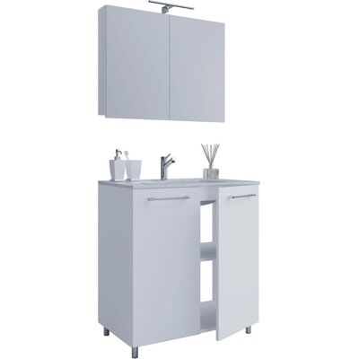 VCM Gilos Ensemble de Mobilier de Salle de Bain 3 Pièces - Blanc - Publicité VCM Gilos Ensemble de Mobilier de Salle de Bain 3 Pièces - Blanc - Publicité