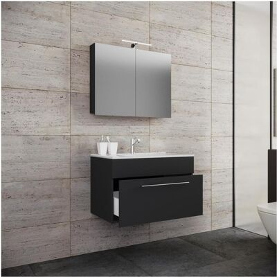 Ensemble de meubles de salle de bain noir VCM - 3 pièces, 60cm - Publicité Ensemble de meubles de salle de bain noir VCM - 3 pièces, 60cm - Publicité