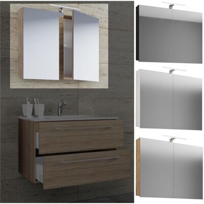 Armoire Miroir Noire VCM - Miroir de Salle de Bain à LED - Publicité Armoire Miroir Noire VCM - Miroir de Salle de Bain à LED - Publicité