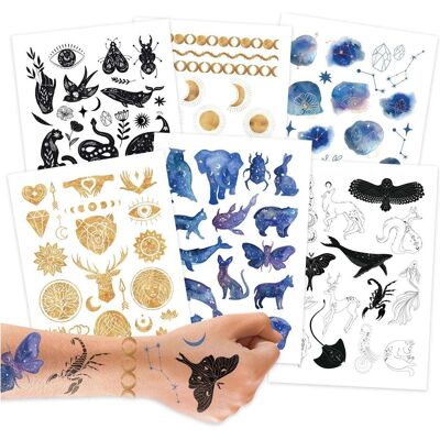 Papierdrachen Tatouages métalliques - Soleil, lune et étoiles - Publicité Papierdrachen Tatouages métalliques - Soleil, lune et étoiles - Publicité
