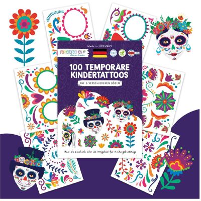 Papierdrachen 6 tatouages pour enfants - Tatouages sur le visage pour le Día de Muertos - Publicité Papierdrachen 6 tatouages pour enfants - Tatouages sur le visage pour le Día de Muertos - Publicité