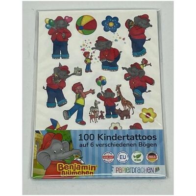 Papierdrachen Tatouage pour enfants - Kit - Benjamin Blümchen (100 pièces 6 feuilles) - Publicité Papierdrachen Tatouage pour enfants - Kit - Benjamin Blümchen (100 pièces 6 feuilles) - Publicité