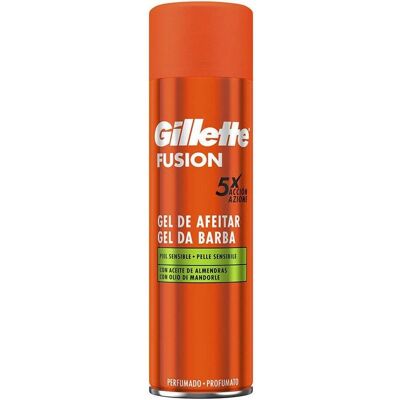 Gel de Rasage Gillette Fusion Peau Sensible - Gel pour peau sensible - Publicité Gel de Rasage Gillette Fusion Peau Sensible - Gel pour peau sensible - Publicité