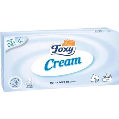Foxy, Mouchoirs, Cream 75 pièces - Publicité Foxy, Mouchoirs, Cream 75 pièces - Publicité