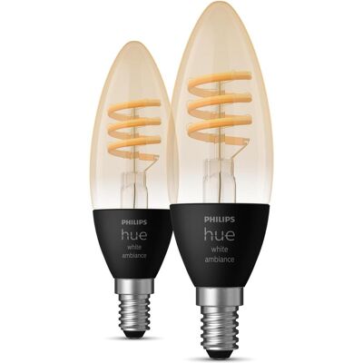 Philips Hue, Ampoule, Filament Ambiance blanche (E14, 350 lm, 2x) - Publicité Philips Hue, Ampoule, Filament Ambiance blanche (E14, 350 lm, 2x) - Publicité