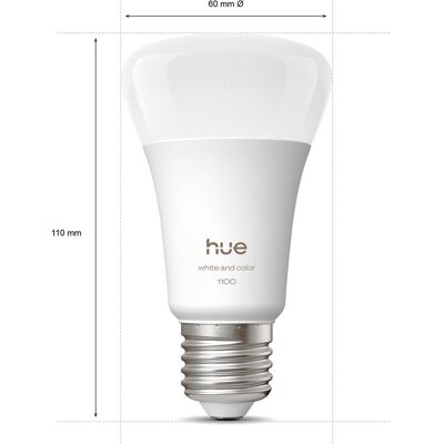 Philips Hue, Ampoule, Hue A60 (E27, 1100 lm, 2x) - Publicité Philips Hue, Ampoule, Hue A60 (E27, 1100 lm, 2x) - Publicité