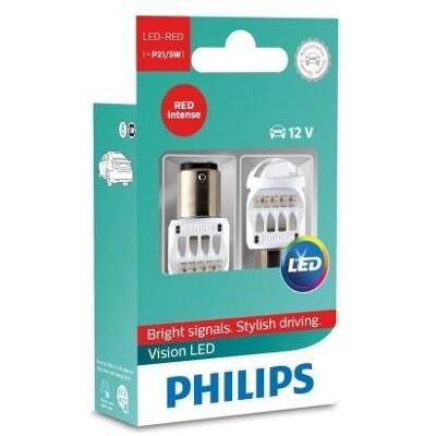 Philips Éclairage automobile, Vision P21/5W 12V LED stop rød - Saet (P21/5W) - Publicité Philips Éclairage automobile, Vision P21/5W 12V LED stop rød - Saet (P21/5W) - Publicité